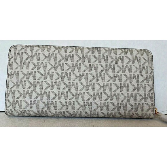 New Michael Kors Large zip around Continental wallet Logo Vanilla with Gift Box - Picture 5 of 6